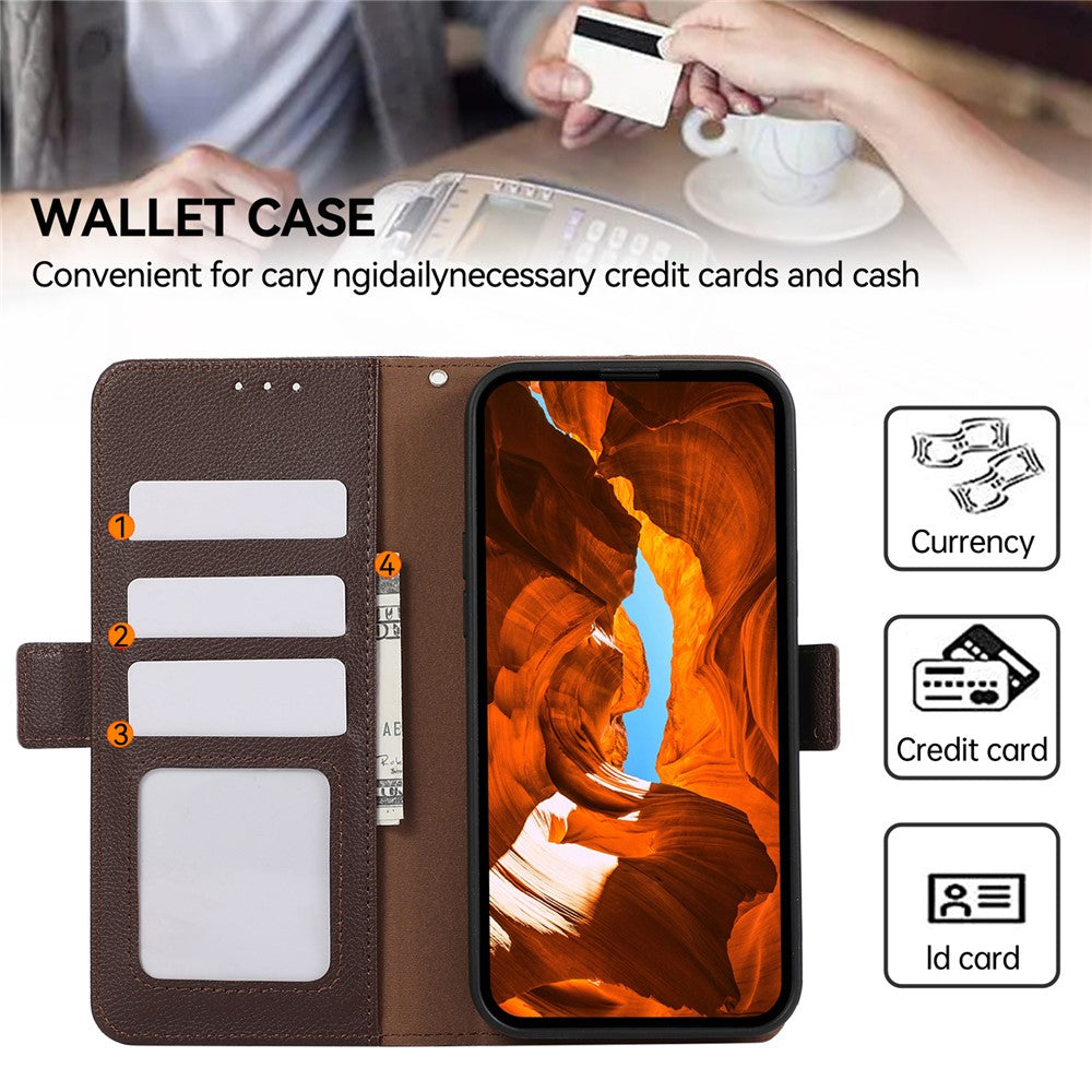 ABEEL For Xiaomi Redmi Note 14 4G (164.84mm) Case Litchi Texture Leather RFID Blocking Phone Cover