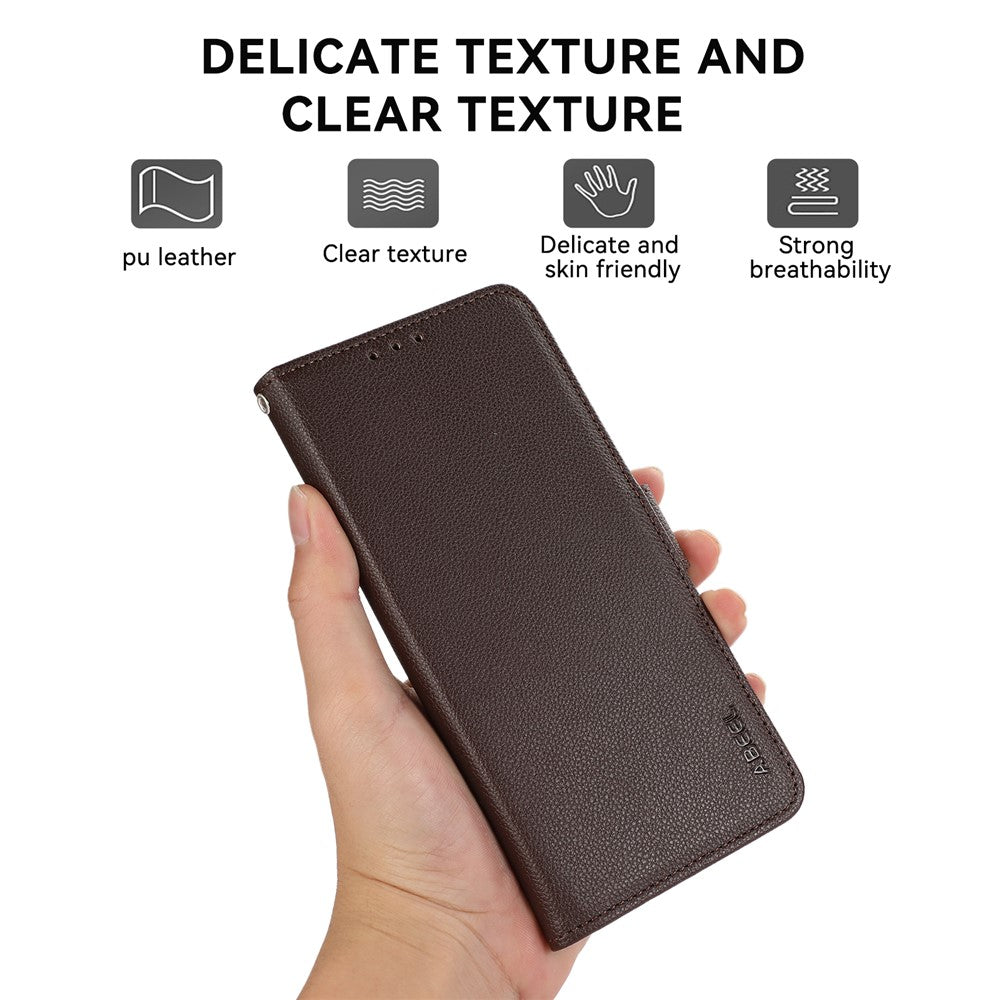 ABEEL For Xiaomi Redmi Note 14 4G (164.84mm) Case Litchi Texture Leather RFID Blocking Phone Cover