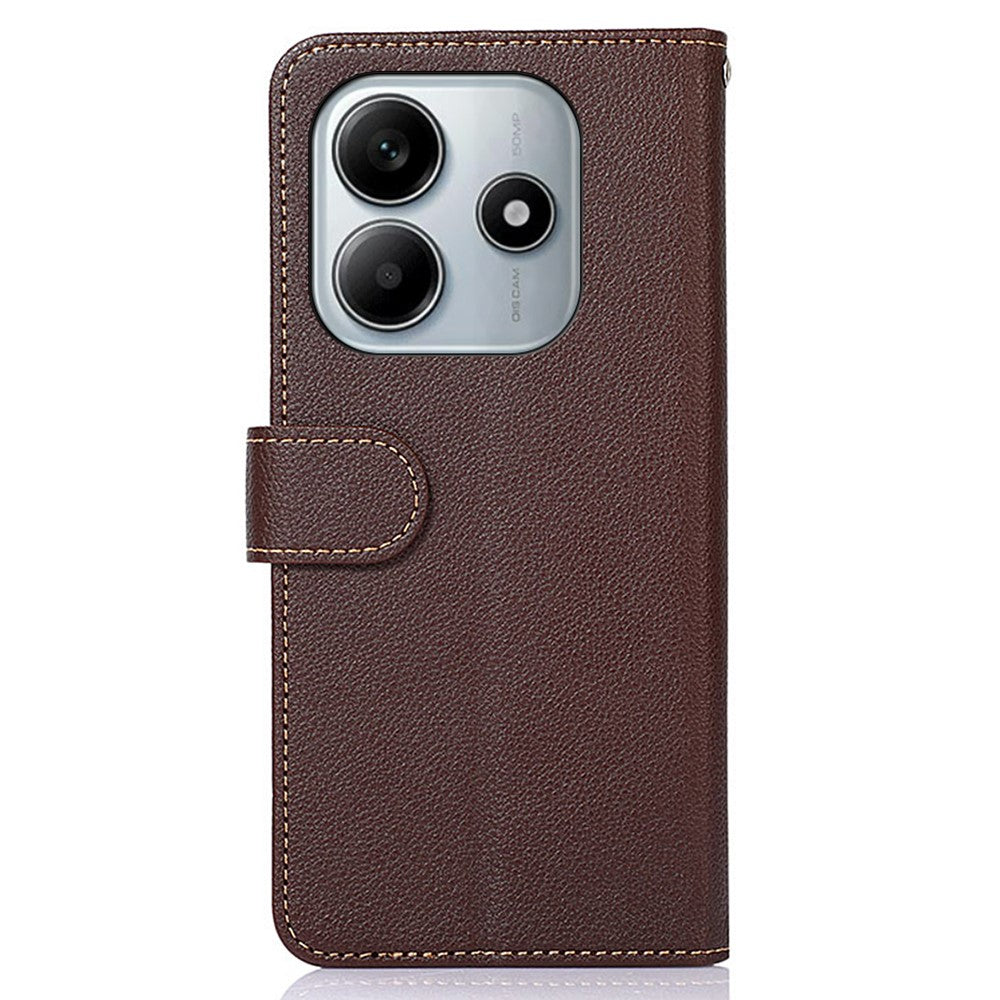 KHAZNEH For Xiaomi Redmi Note 14 4G (164.84mm) Case RFID Blocking Wallet Litchi Texture PU Leather Phone Cover