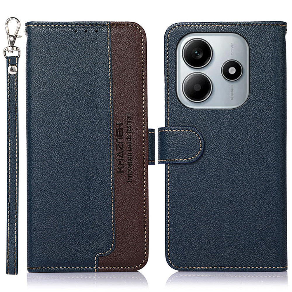 KHAZNEH For Xiaomi Redmi Note 14 4G (164.84mm) Case RFID Blocking Wallet Litchi Texture PU Leather Phone Cover