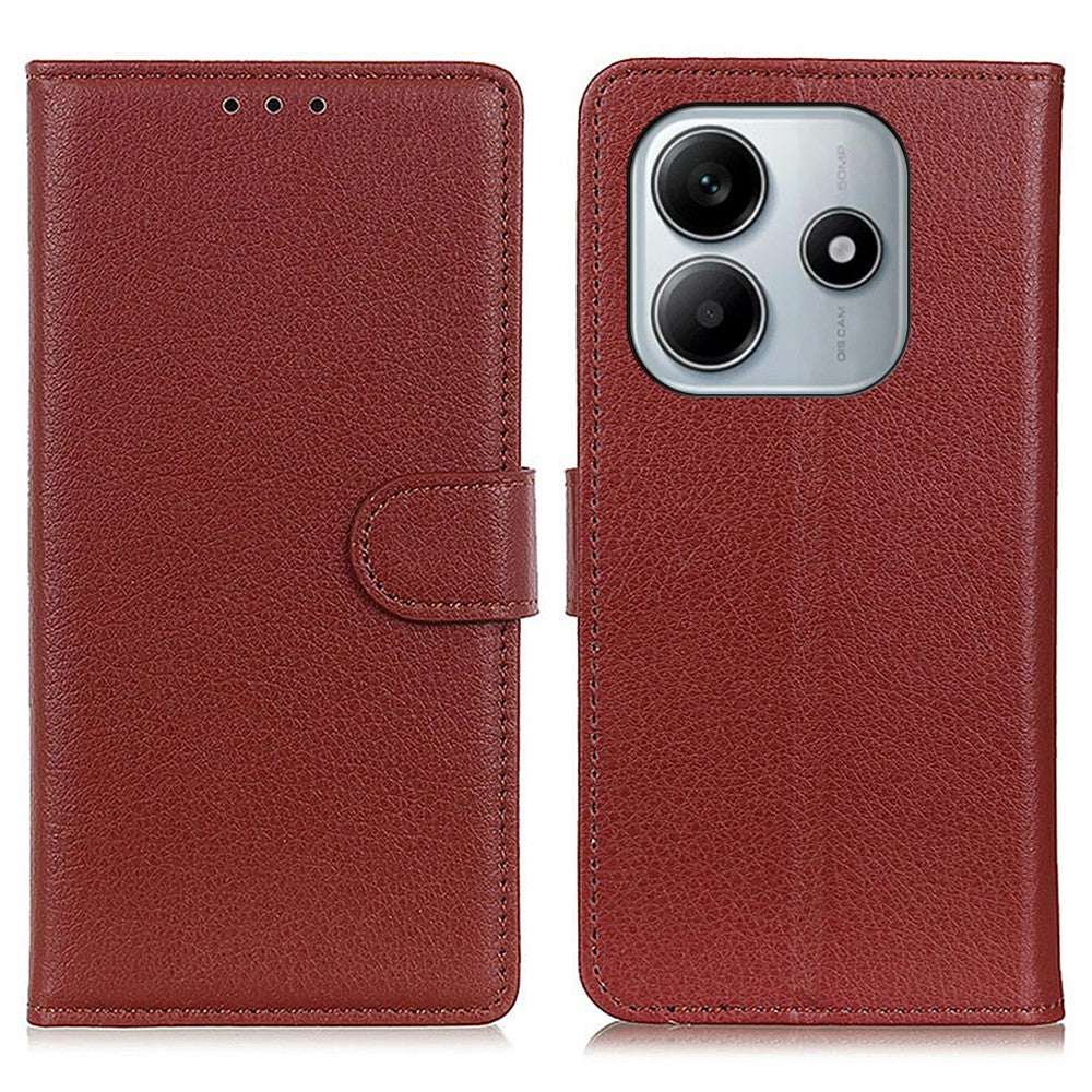 For Xiaomi Redmi Note 14 4G (164.84mm) Wallet Case PU Leather Phone Cover Litchi Texture