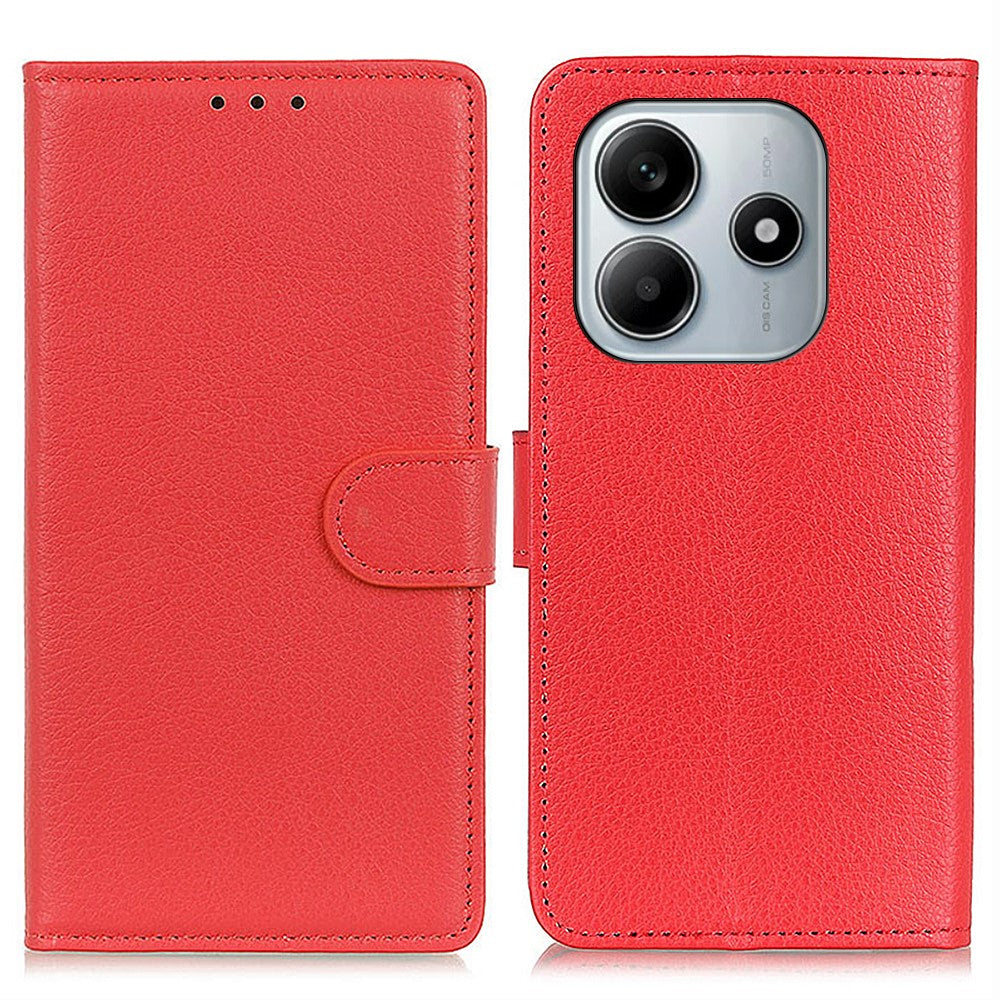 For Xiaomi Redmi Note 14 4G (164.84mm) Wallet Case PU Leather Phone Cover Litchi Texture
