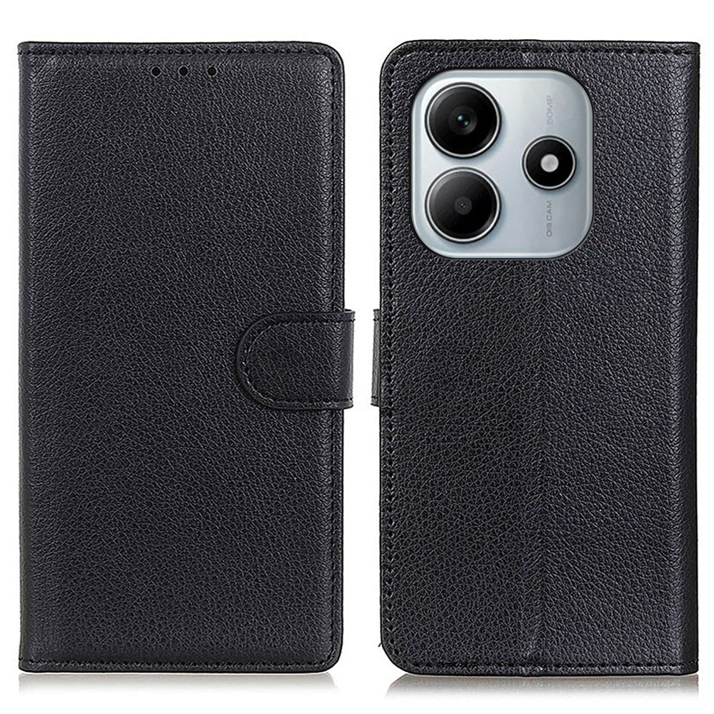 For Xiaomi Redmi Note 14 4G (164.84mm) Wallet Case PU Leather Phone Cover Litchi Texture
