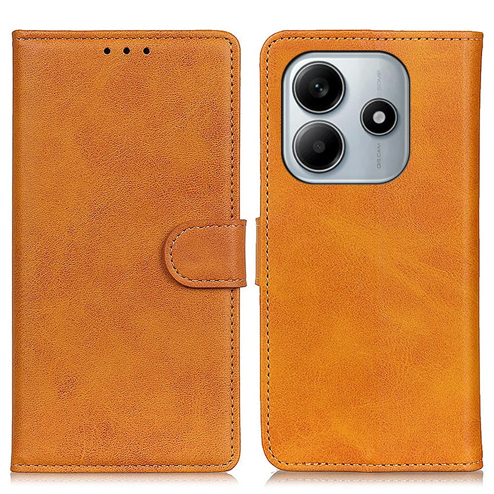For Xiaomi Redmi Note 14 4G (164.84mm) Case Cowhide Texture Leather Wallet Stand Phone Cover