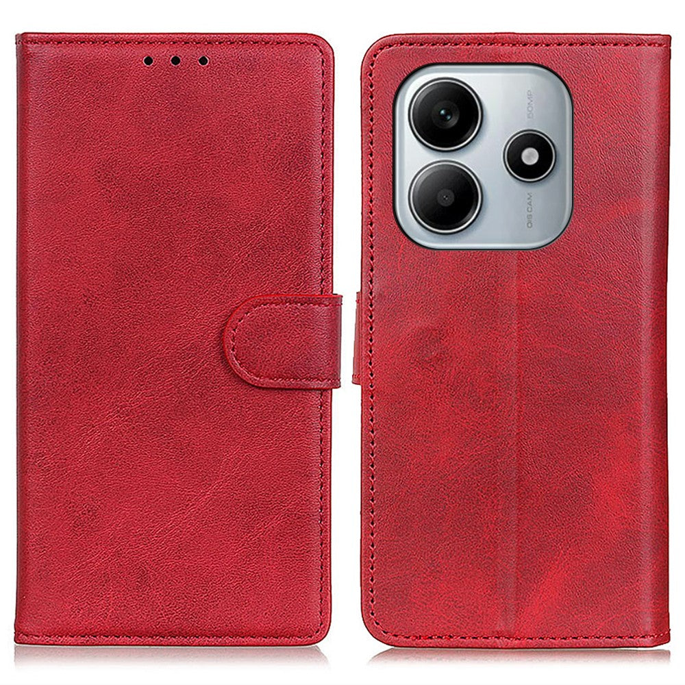 For Xiaomi Redmi Note 14 4G (164.84mm) Case Cowhide Texture Leather Wallet Stand Phone Cover