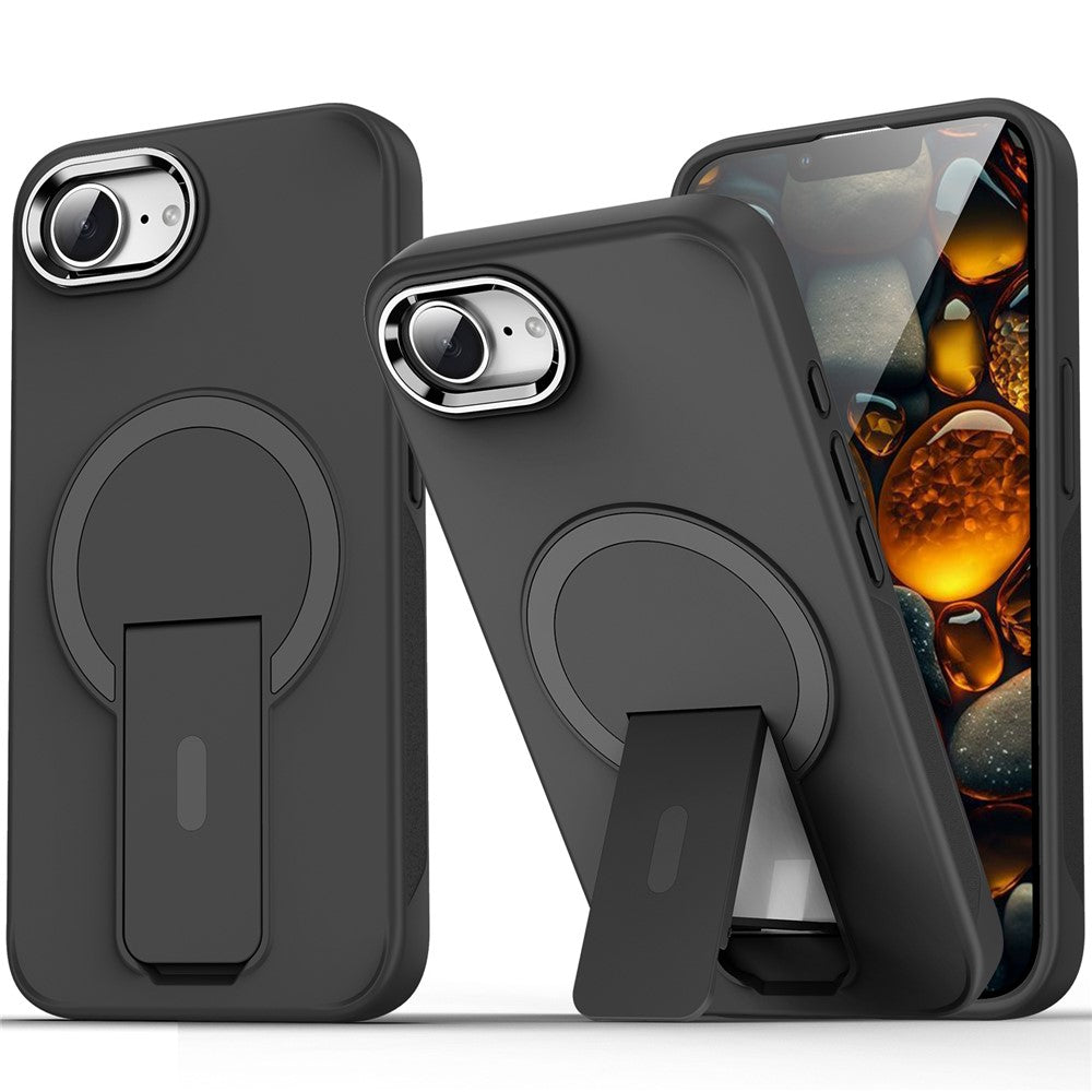 Til iPhone 17e / 16e cover kompatibel med MagSafe PC + TPU telefoncover med støttefod