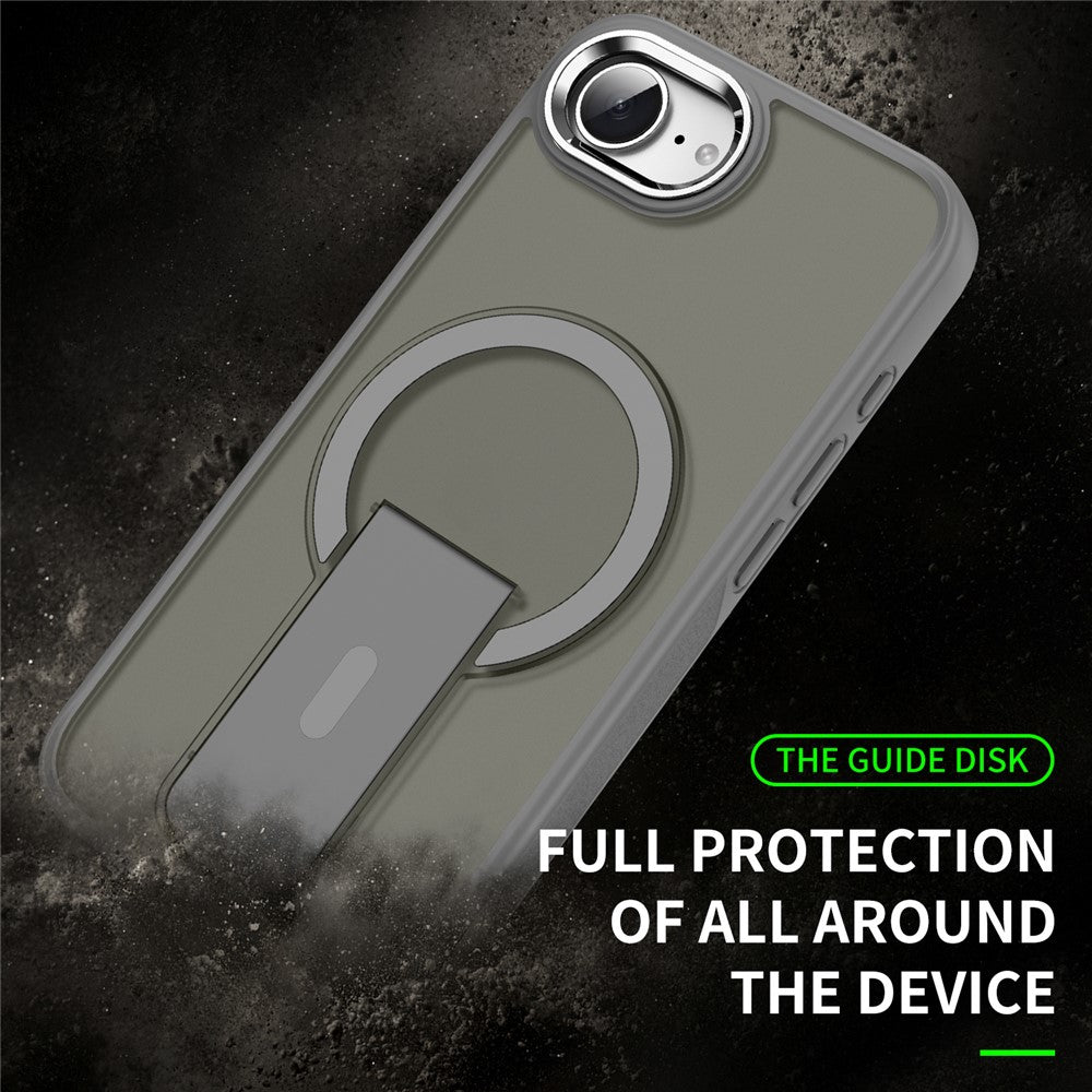 Til iPhone 17e / 16e cover kompatibel med MagSafe PC + TPU telefoncover med støttefod