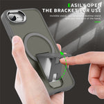 Til iPhone 17e / 16e cover kompatibel med MagSafe PC + TPU telefoncover med støttefod