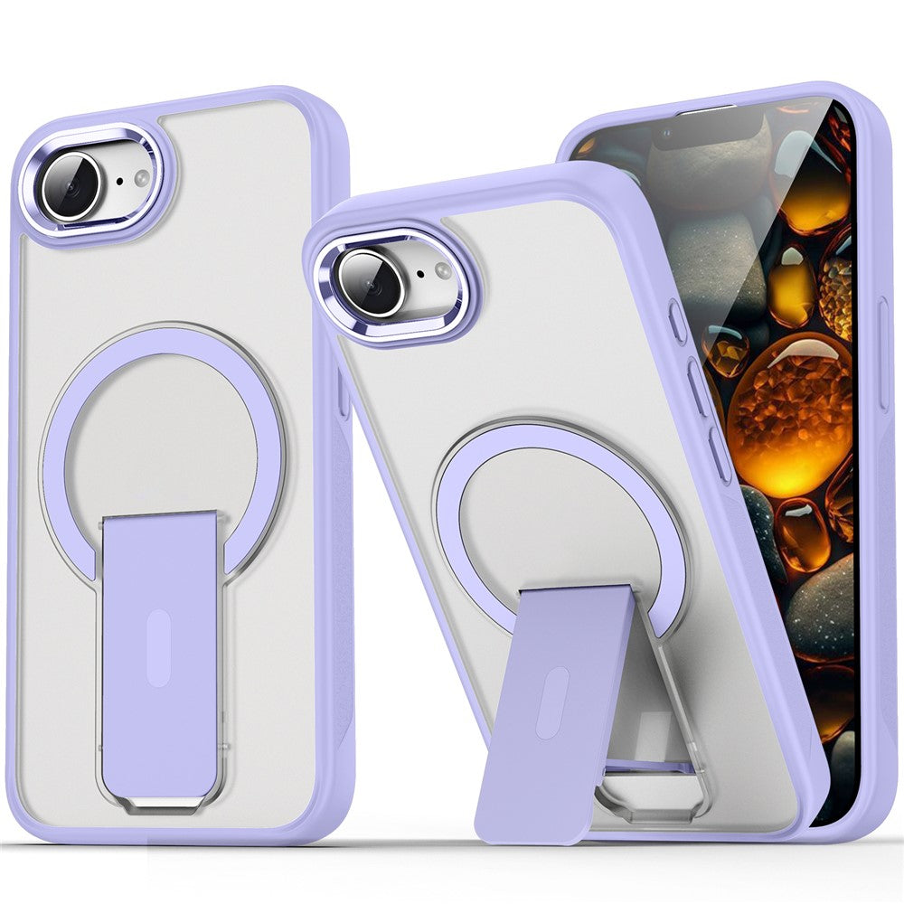 Til iPhone 17e / 16e cover kompatibel med MagSafe PC + TPU telefoncover med støttefod