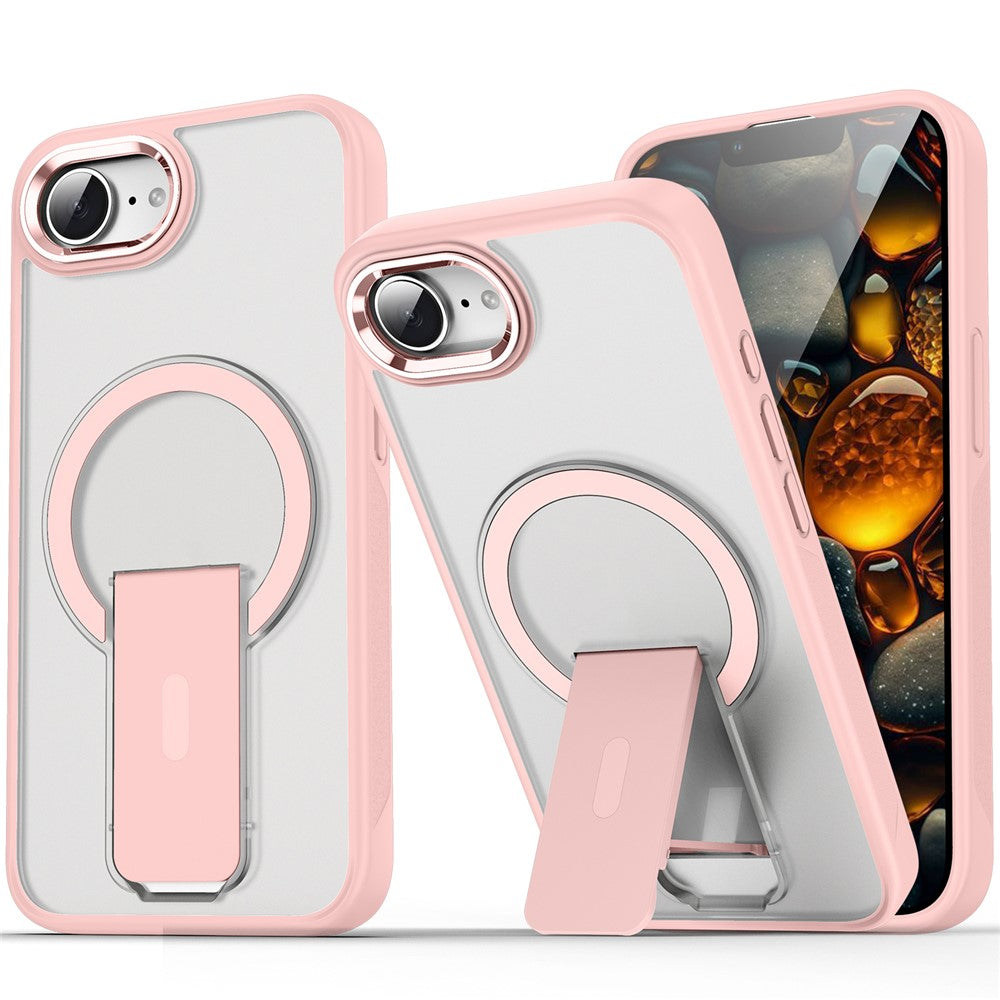 Til iPhone 17e / 16e cover kompatibel med MagSafe PC + TPU telefoncover med støttefod