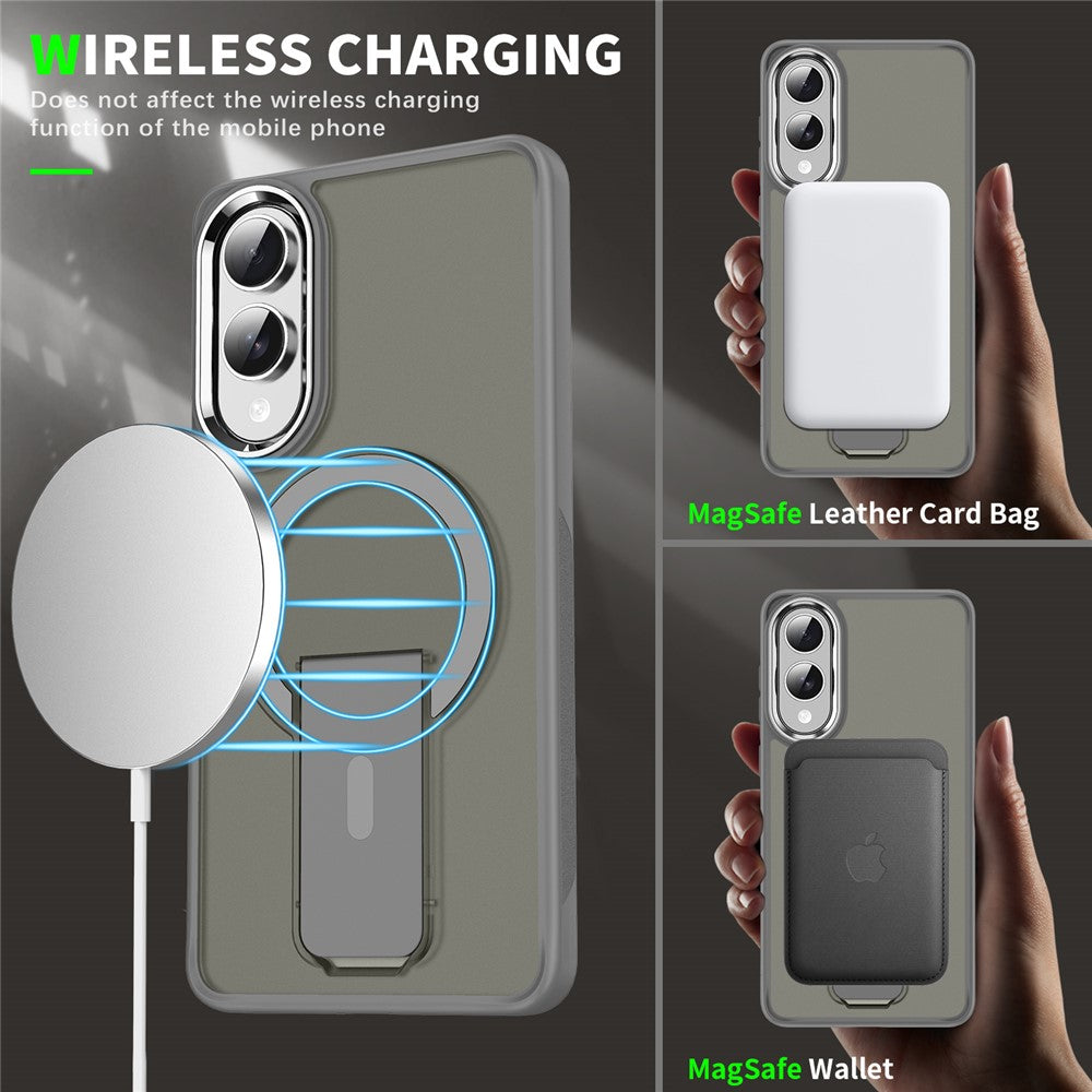 For Samsung Galaxy S25 Edge Magnetic Case PC + TPU Phone Cover with Kickstand