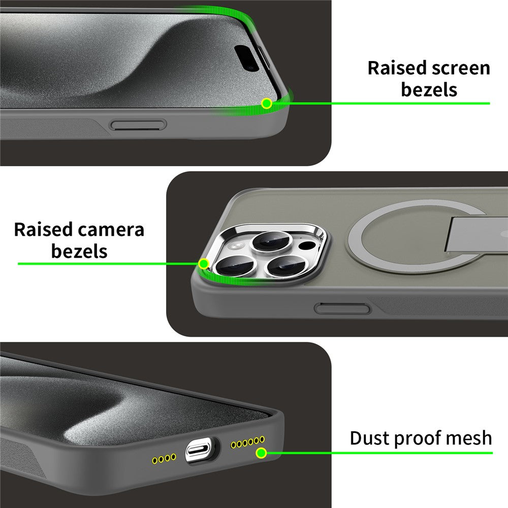 For iPhone 13 Pro Max / 12 Pro Max Case Compatible with MagSafe PC + TPU Phone Cover with Kickstand