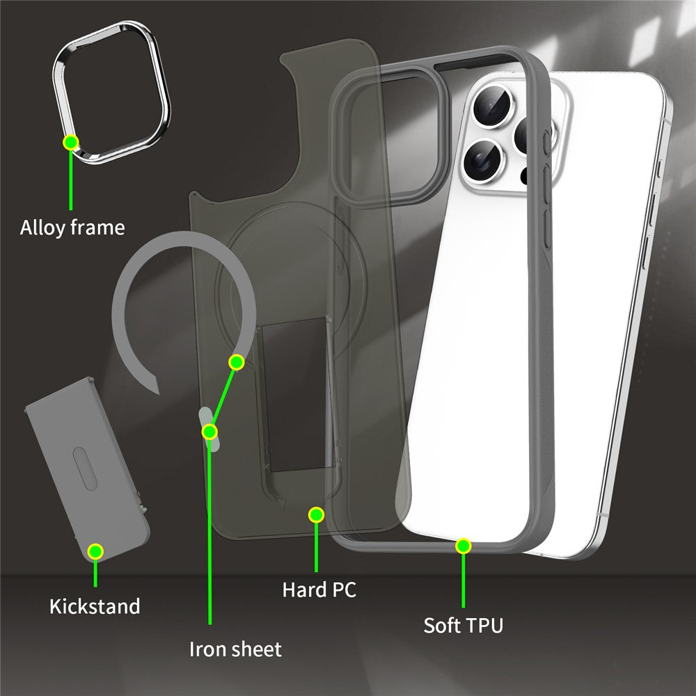 For iPhone 13 Pro Max / 12 Pro Max Case Compatible with MagSafe PC + TPU Phone Cover with Kickstand