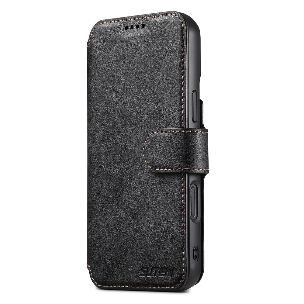 SUTENI Q-05 etui til iPhone 16 Plus, 2-i-1-aftageligt flipetui i læder med stander