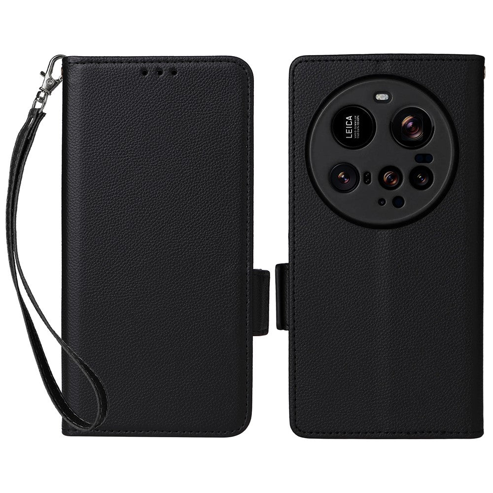 For Xiaomi 15 Ultra Case with Wrist Strap Litchi Texture PU Leather Wallet Phone Cover