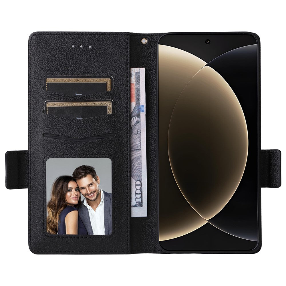 For Xiaomi 15 Ultra Case with Wrist Strap Litchi Texture PU Leather Wallet Phone Cover