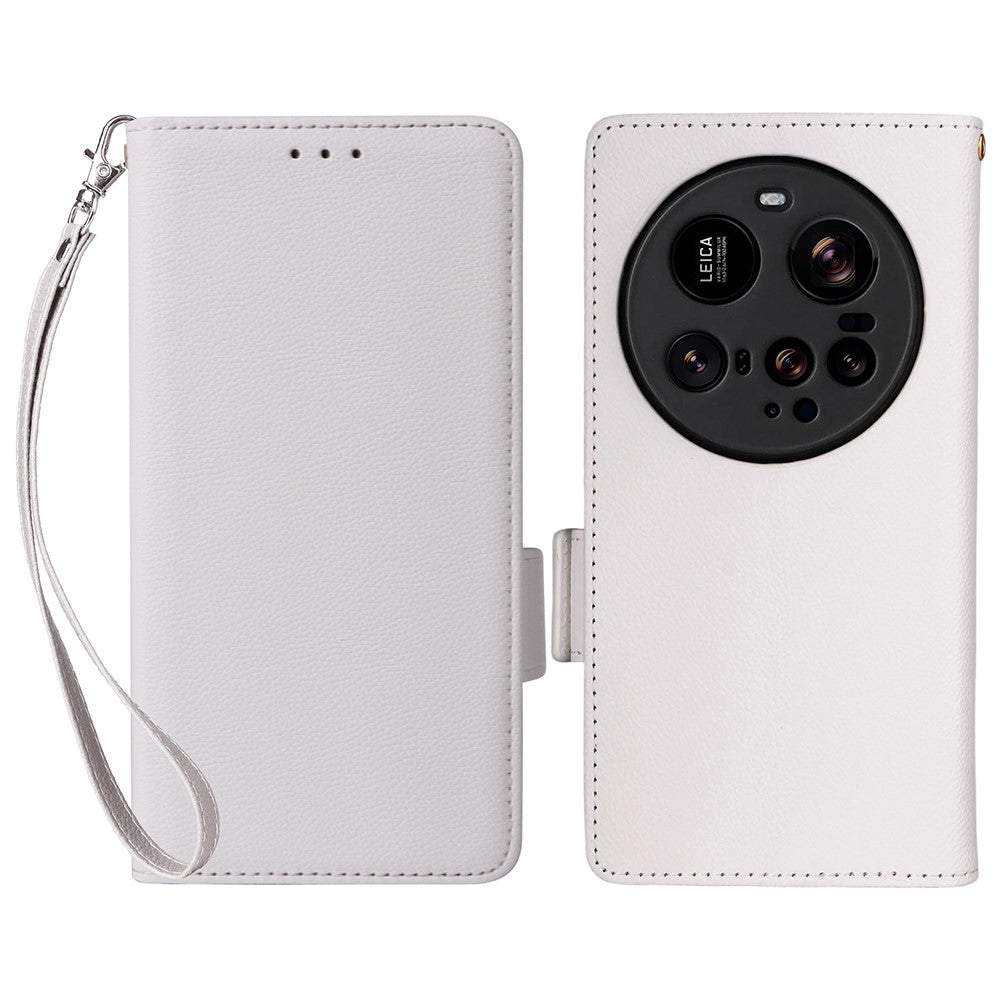 For Xiaomi 15 Ultra Case with Wrist Strap Litchi Texture PU Leather Wallet Phone Cover