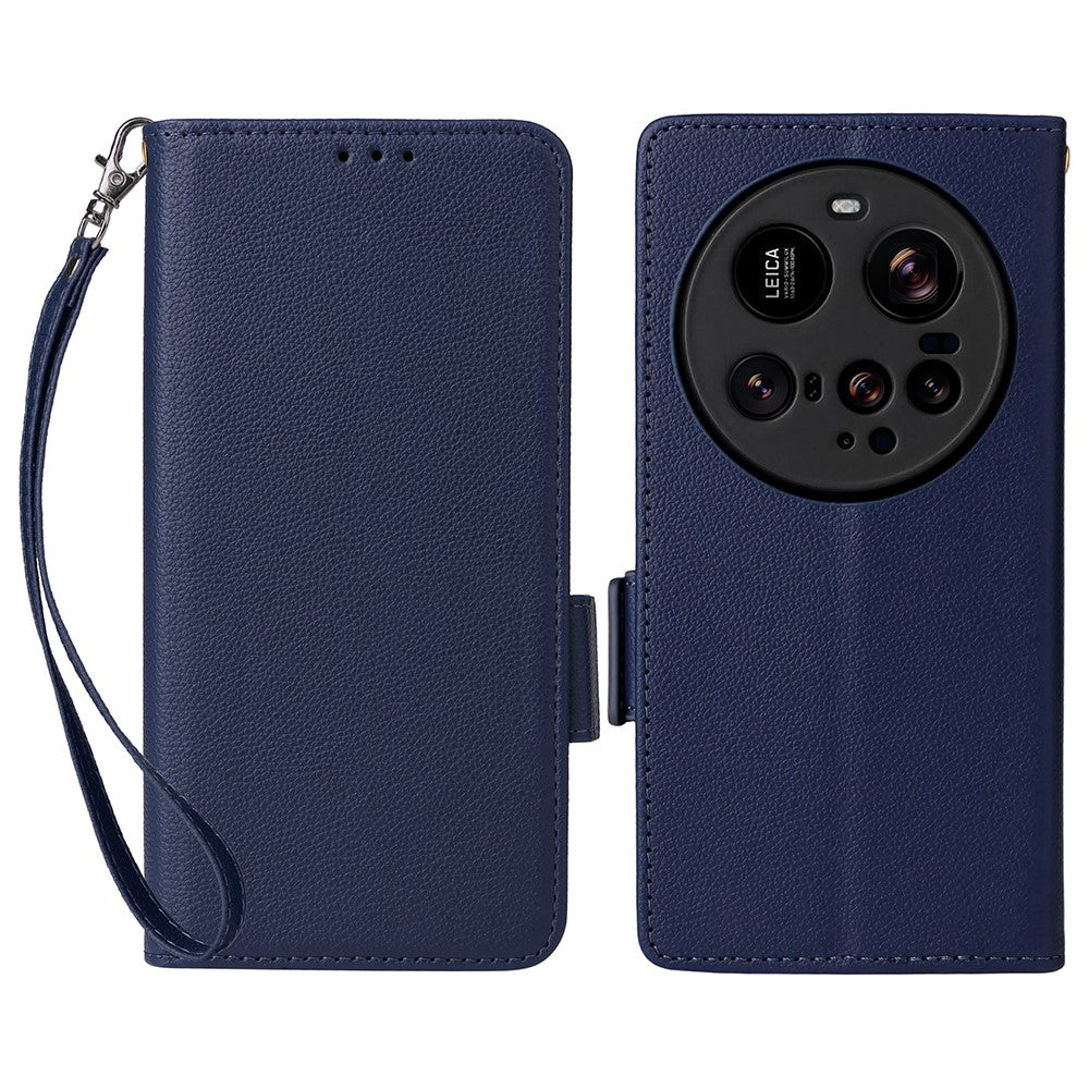 For Xiaomi 15 Ultra Case with Wrist Strap Litchi Texture PU Leather Wallet Phone Cover