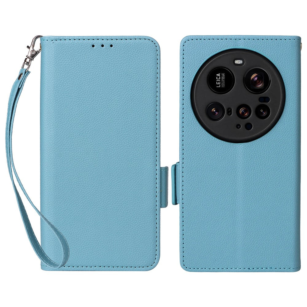 For Xiaomi 15 Ultra Case with Wrist Strap Litchi Texture PU Leather Wallet Phone Cover