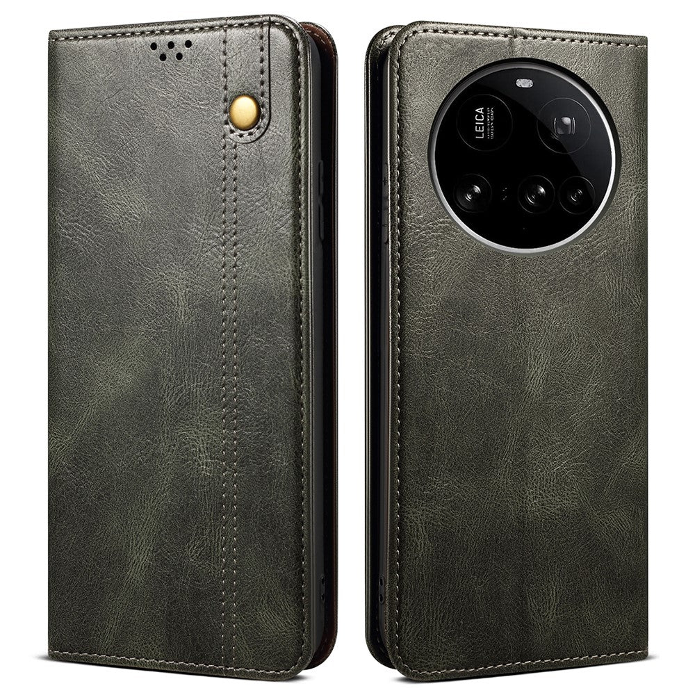 For Xiaomi 15 Ultra Case Crazy Horse Texture Waxy Leather Wallet Stand Phone Cover