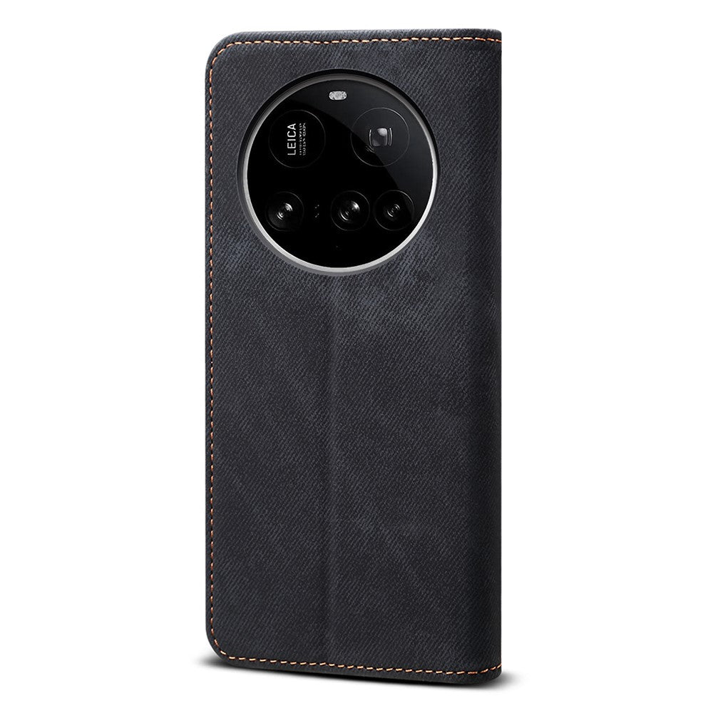 For Xiaomi 15 Ultra Case Jeans Cloth Texture Anti-Scratch Leather Stand Phone Cover