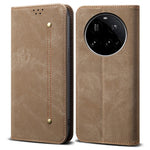 For Xiaomi 15 Ultra Case Jeans Cloth Texture Anti-Scratch Leather Stand Phone Cover