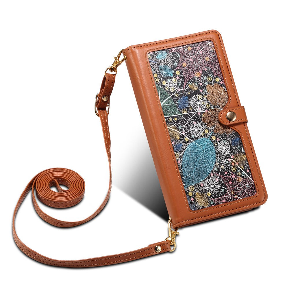 ESEBLE Galaxy Series For Xiaomi 15 Ultra Case RFID Blocking Leather Zipper Phone Cover with Shoulder Strap + Wrist Strap