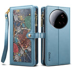 ESEBLE Galaxy Series For Xiaomi 15 Ultra Case RFID Blocking Leather Zipper Phone Cover with Shoulder Strap + Wrist Strap