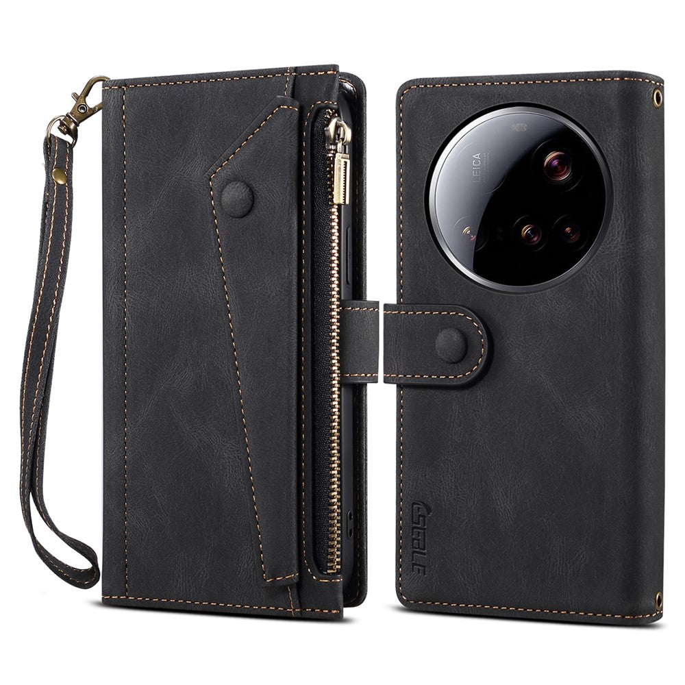 ESEBLE Star Series For Xiaomi 15 Ultra Case Zipper Wallet Leather Stand Phone Cover with Wrist Strap