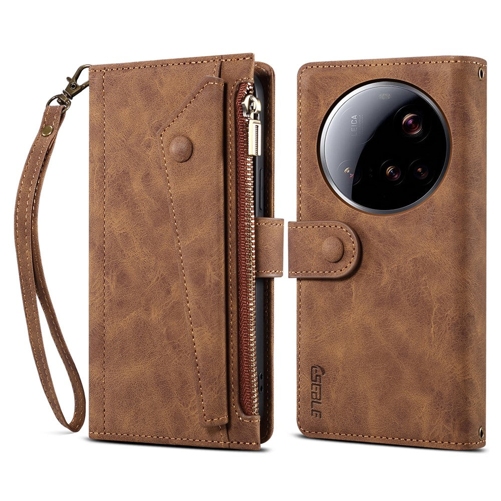 ESEBLE Star Series For Xiaomi 15 Ultra Case Zipper Wallet Leather Stand Phone Cover with Wrist Strap
