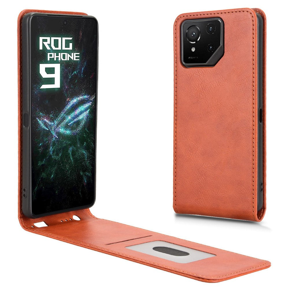 For Asus ROG Phone 9 5G  /  ROG Phone 9 Pro 5G Case with Card Slot Magnetic Vertical Flip Leather Phone Cover