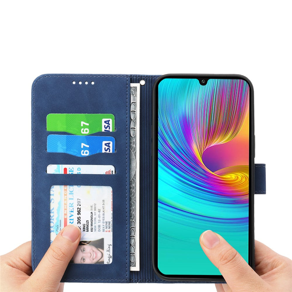 DIERFENG DF-03 För Xiaomi Poco X7 Pro 5G / Redmi Turbo 4 5G Läderfodral Linjer Avtryck Plånboksfodral