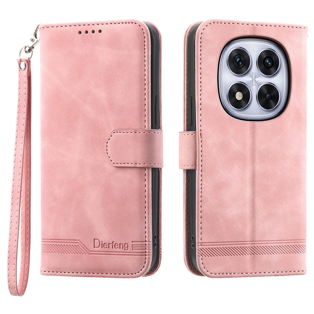 DIERFENG DF-03 For Xiaomi Redmi Note 14 Pro 4G Leather Case Lines Imprint Wallet Phone Cover