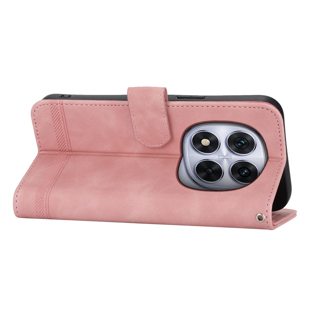 DIERFENG DF-03 For Xiaomi Redmi Note 14 Pro 4G Leather Case Lines Imprint Wallet Phone Cover