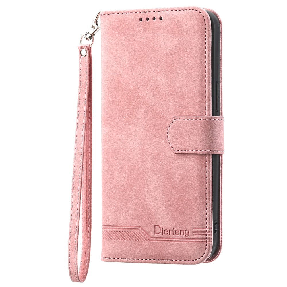 DIERFENG DF-03 For Xiaomi Redmi Note 14 Pro 4G Leather Case Lines Imprint Wallet Phone Cover