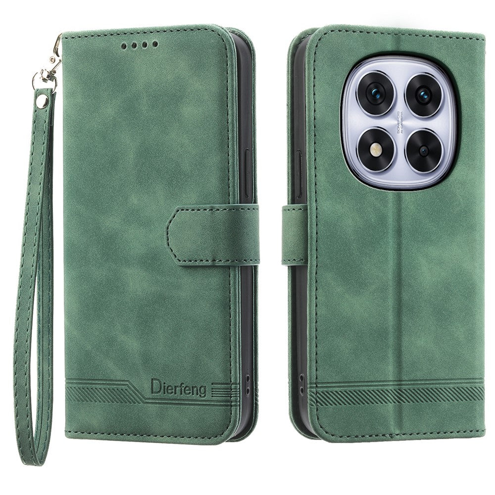 DIERFENG DF-03 For Xiaomi Redmi Note 14 Pro 4G Leather Case Lines Imprint Wallet Phone Cover