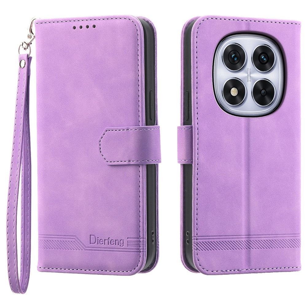 DIERFENG DF-03 For Xiaomi Redmi Note 14 Pro 4G Leather Case Lines Imprint Wallet Phone Cover