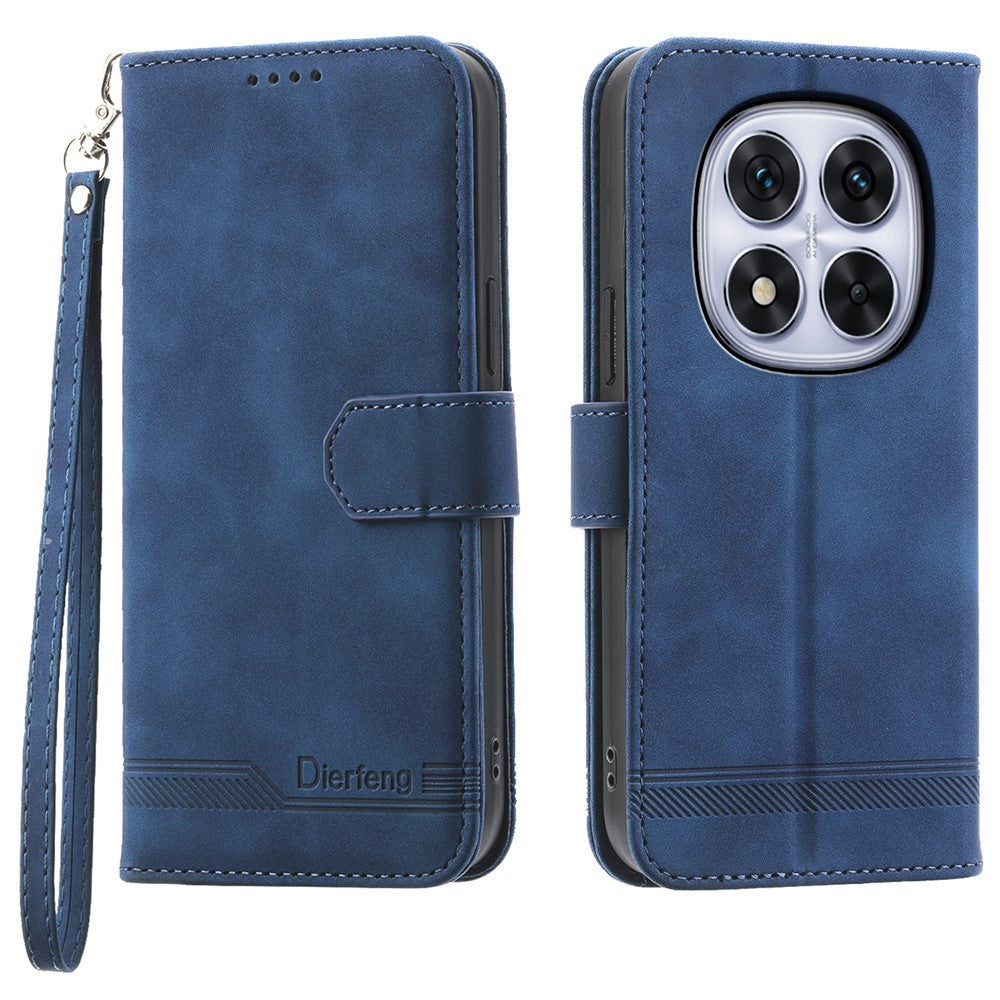 DIERFENG DF-03 For Xiaomi Redmi Note 14 Pro 4G Leather Case Lines Imprint Wallet Phone Cover