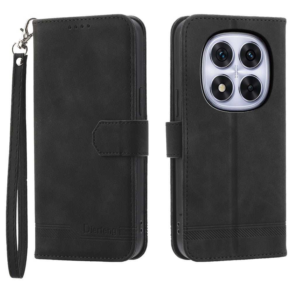 DIERFENG DF-03 For Xiaomi Redmi Note 14 Pro 4G Leather Case Lines Imprint Wallet Phone Cover
