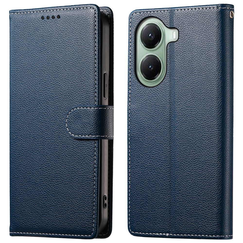 For Xiaomi Poco X7 Pro 5G  /  Redmi Turbo 4 5G Stand Case Litchi Texture Leather Wallet Phone Cover Magnetic Snap
