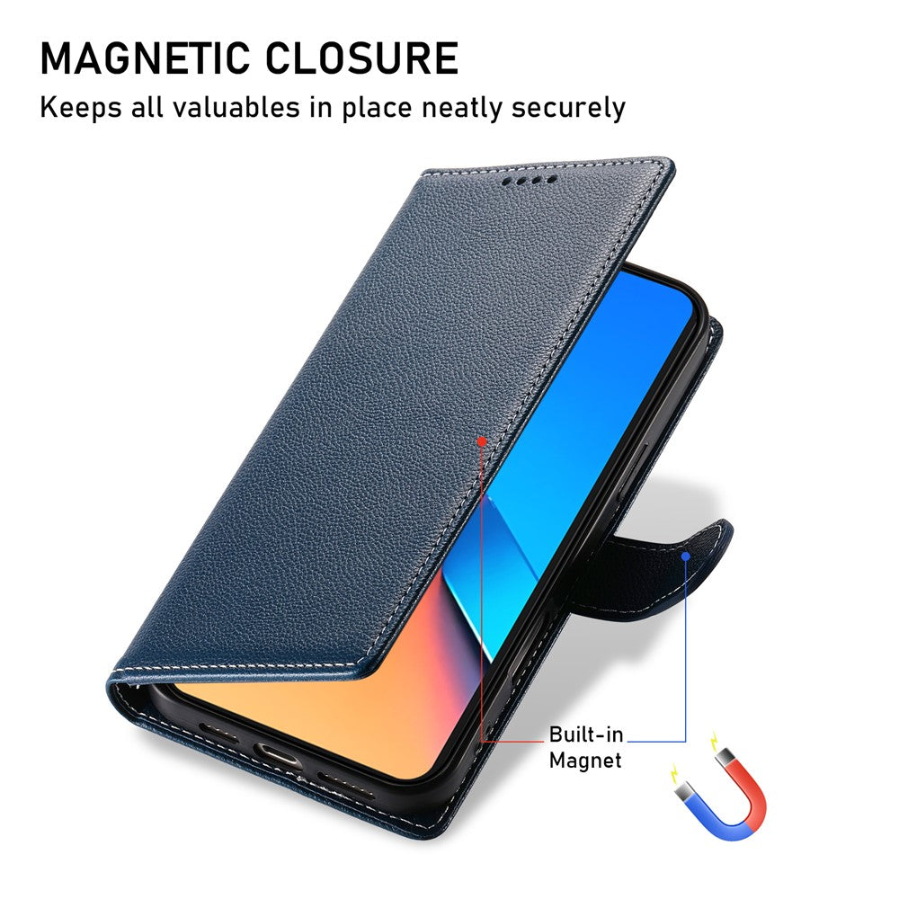 For Xiaomi Poco X7 Pro 5G  /  Redmi Turbo 4 5G Stand Case Litchi Texture Leather Wallet Phone Cover Magnetic Snap
