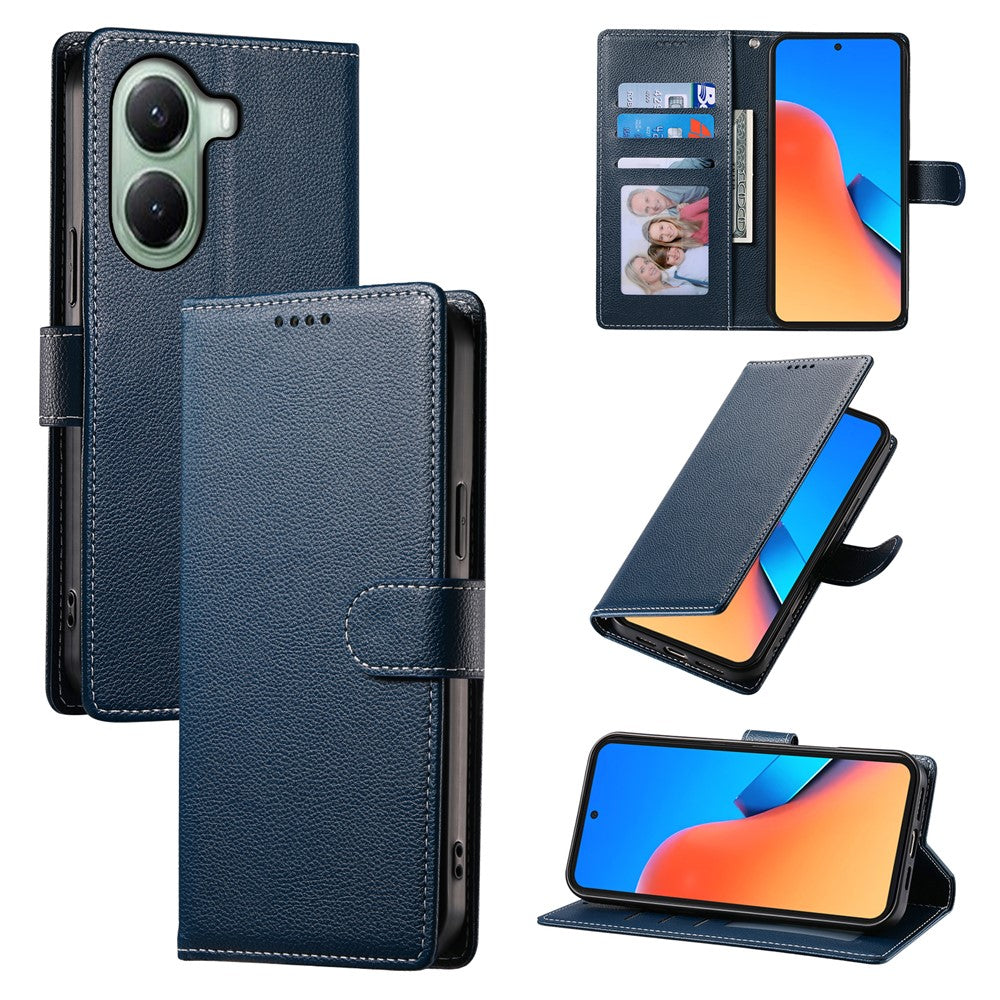 For Xiaomi Poco X7 Pro 5G  /  Redmi Turbo 4 5G Stand Case Litchi Texture Leather Wallet Phone Cover Magnetic Snap