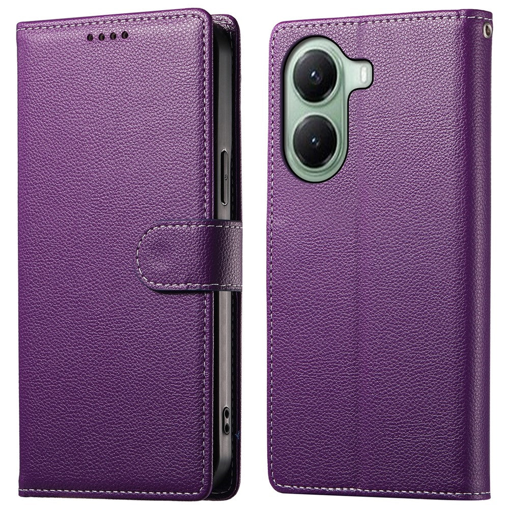 For Xiaomi Poco X7 Pro 5G  /  Redmi Turbo 4 5G Stand Case Litchi Texture Leather Wallet Phone Cover Magnetic Snap
