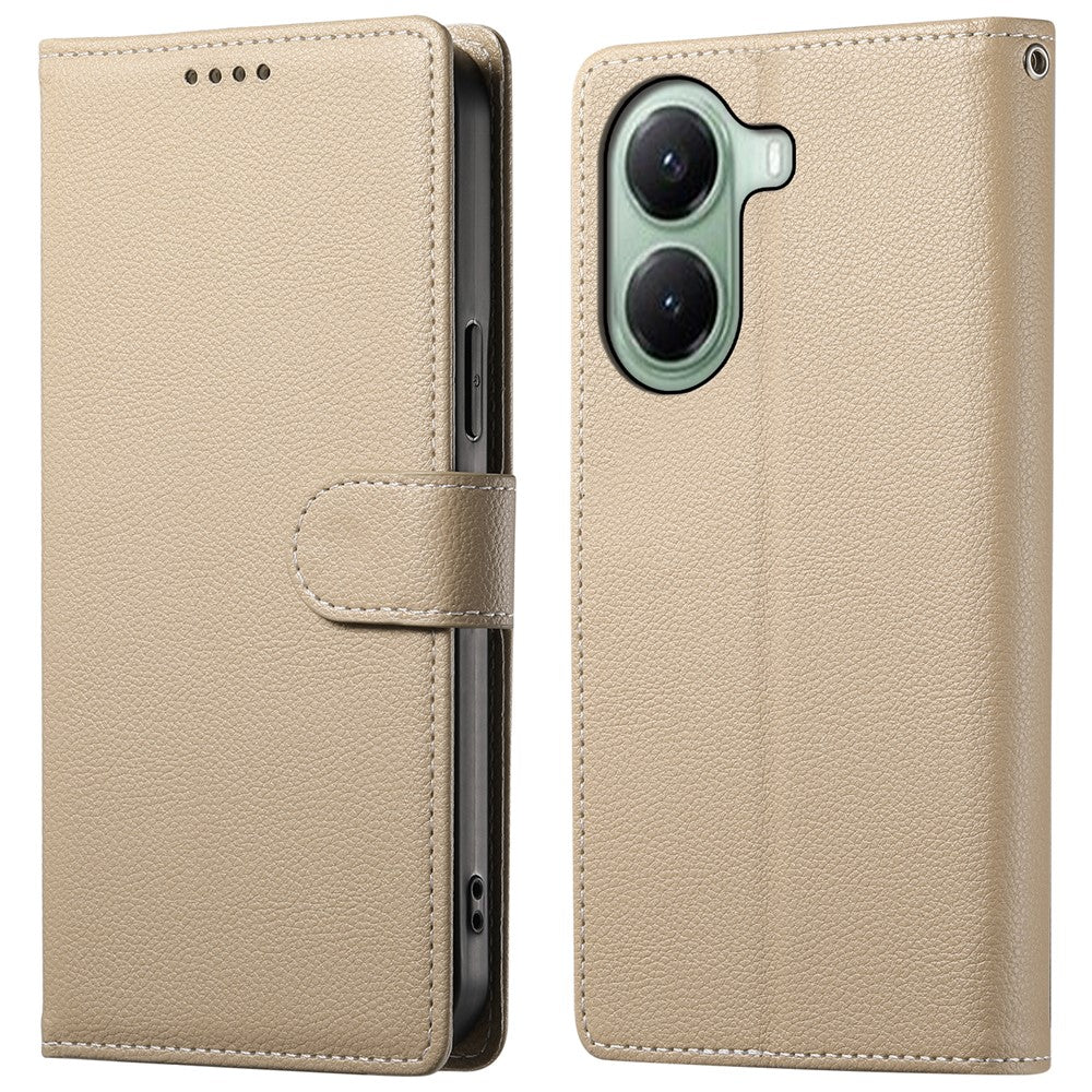 For Xiaomi Poco X7 Pro 5G  /  Redmi Turbo 4 5G Stand Case Litchi Texture Leather Wallet Phone Cover Magnetic Snap