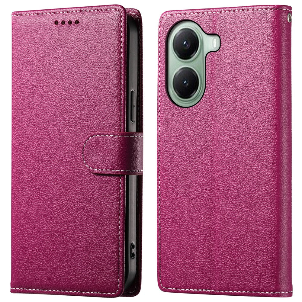 For Xiaomi Poco X7 Pro 5G  /  Redmi Turbo 4 5G Stand Case Litchi Texture Leather Wallet Phone Cover Magnetic Snap