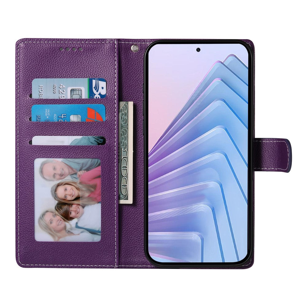 For Xiaomi Redmi Note 14 Pro 4G Stand Case Litchi Texture Leather Wallet Phone Cover Magnetic Snap