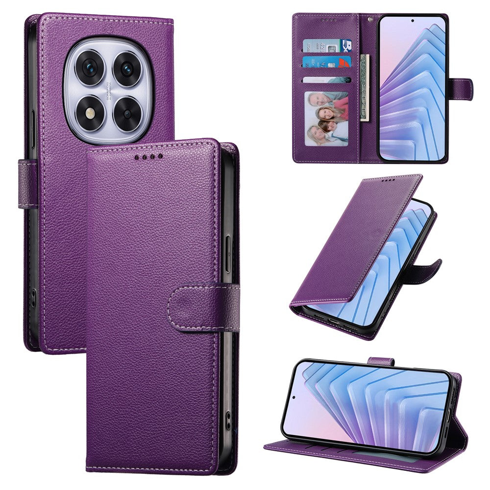 For Xiaomi Redmi Note 14 Pro 4G Stand Case Litchi Texture Leather Wallet Phone Cover Magnetic Snap
