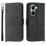 For Xiaomi Poco X7 Pro 5G  /  Redmi Turbo 4 5G Case Flower Pattern PU Leather Wallet Phone Cover with Strap