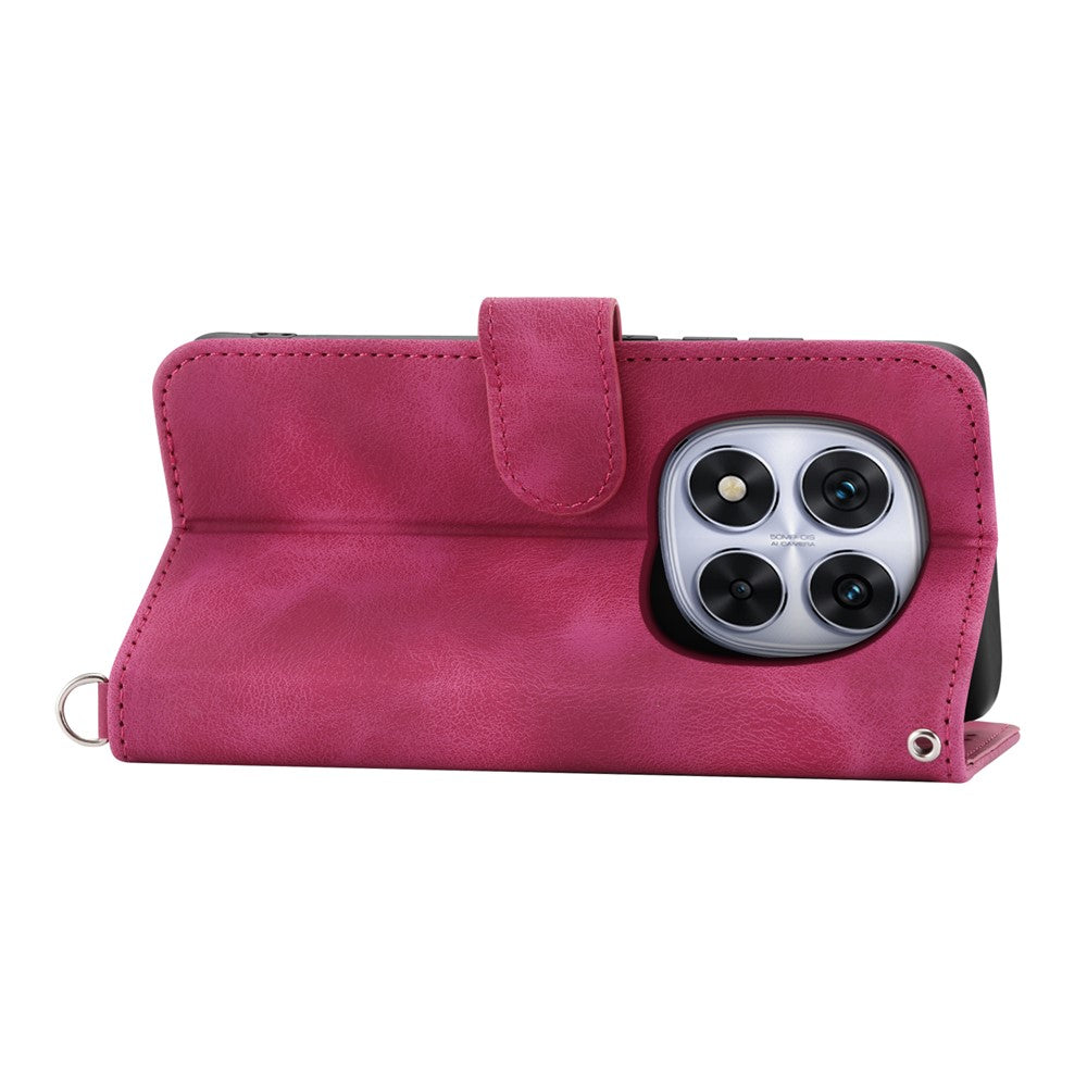 For Xiaomi Redmi Note 14 Pro 4G Case Flower Pattern PU Leather Wallet Phone Cover with Strap