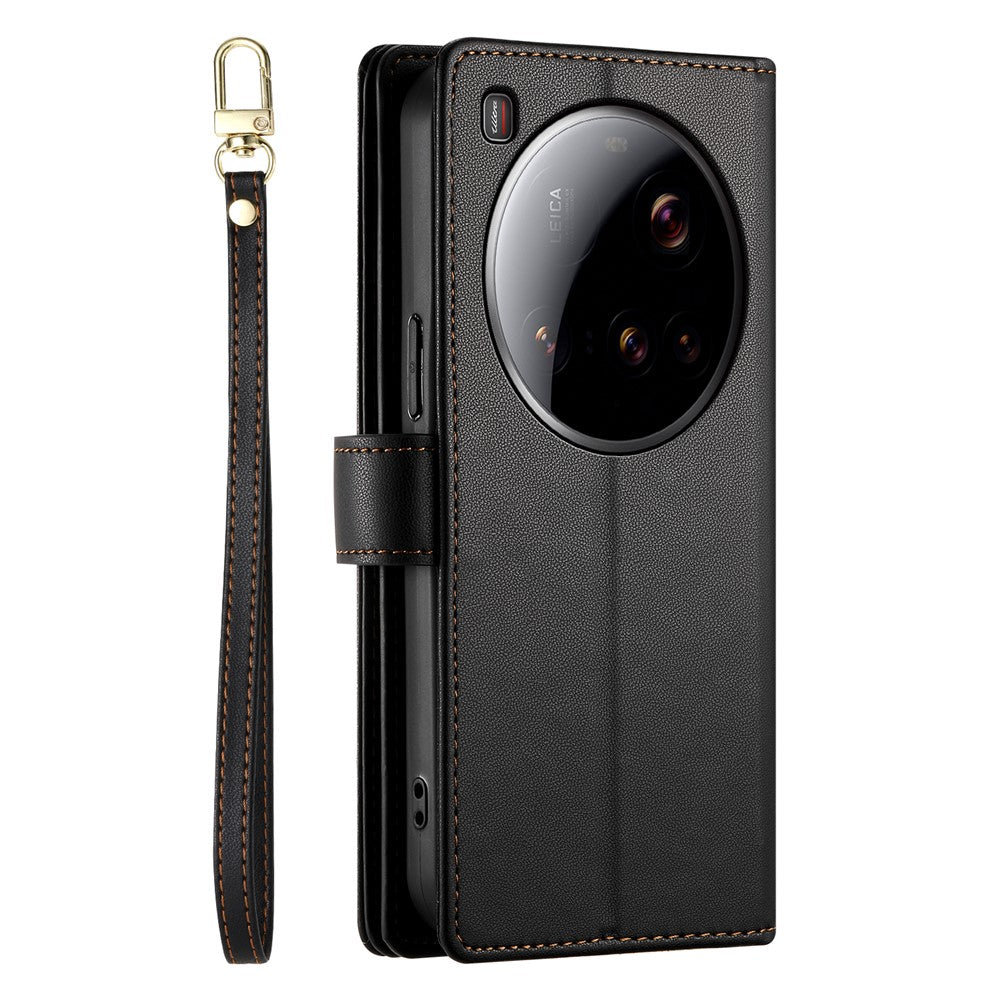 DF-011 For Xiaomi 15 Ultra Case Zipper Pocket Wallet Leather Phone Cover with Straps